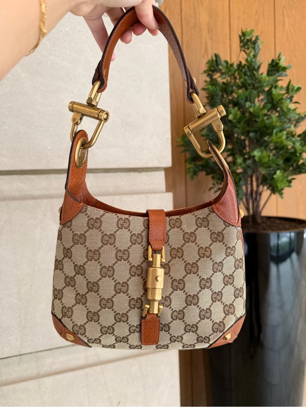 Gucci Jackie Mini Hobo Shoulder Bag with Orange Accents